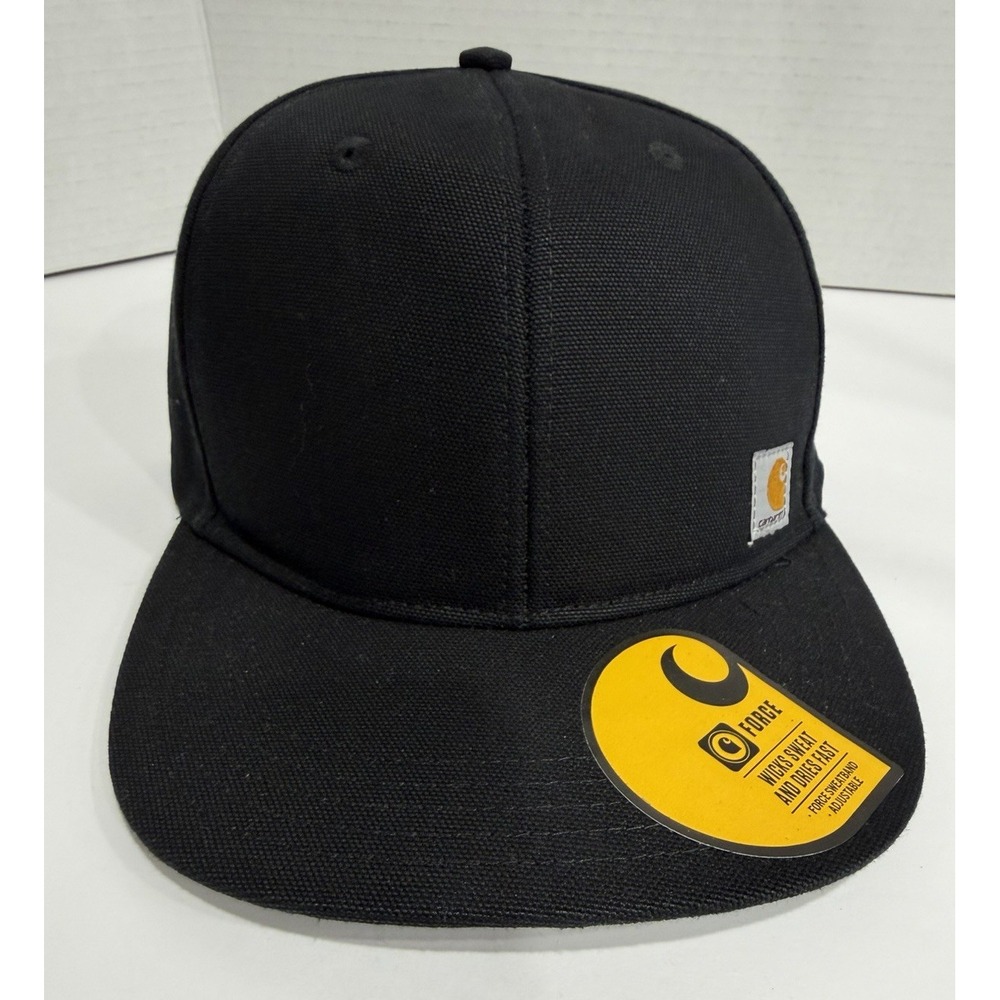 Carhartt Ashland Hat Black Firm Duck Canvas Flat Brim Snapback AH1604-M NWT
